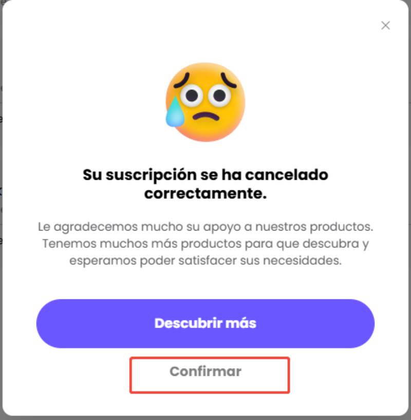 confirmar el cancelacion