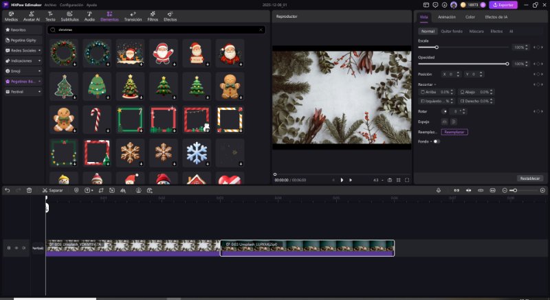 edimakor editar diapositivas de navidad