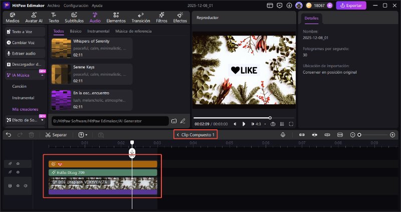 Edimakor app como usar Clips Compuestos