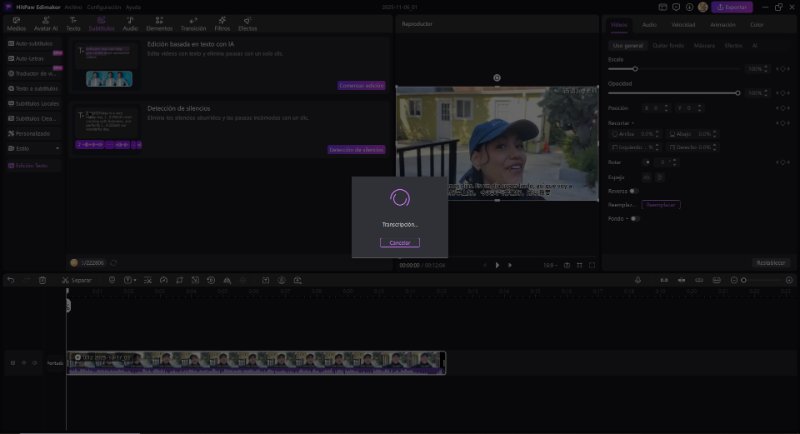 edición basada en texto en proceso