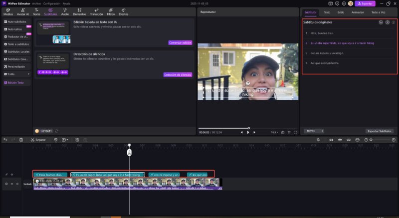 edición basada en texto editar subtítulos