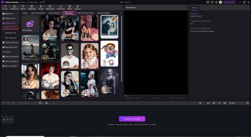 app de filtros y efectos de IA para Halloween