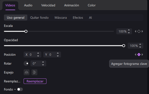 añadir fotogramas clave con edimakor