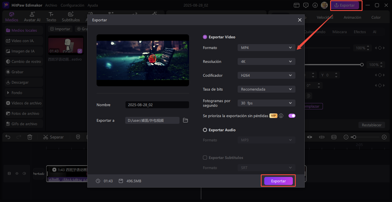 exportar fotogramas clave video