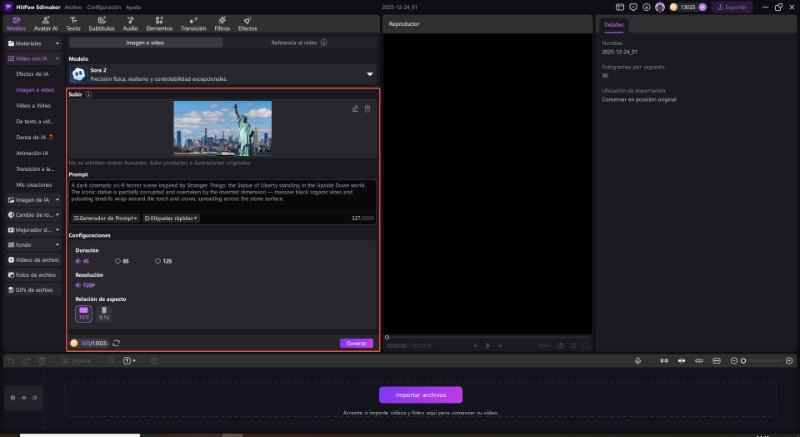 introduzca prompt y configuraciones de video de efecto stranger things upside down