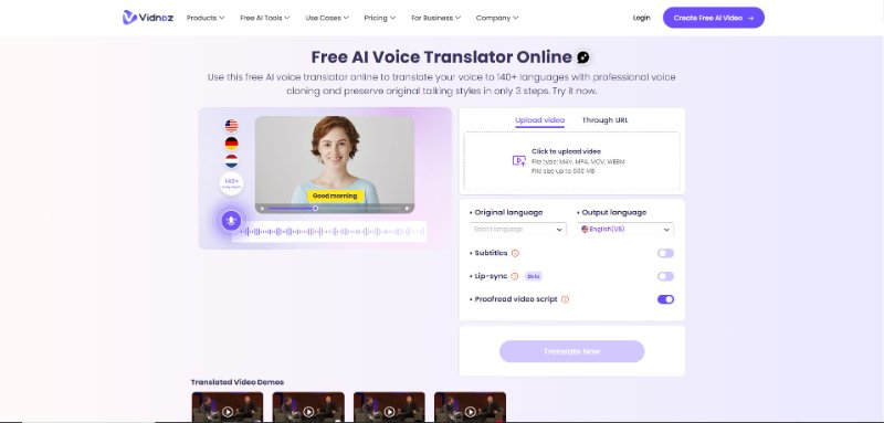 traductor de voz con ia vidnoz