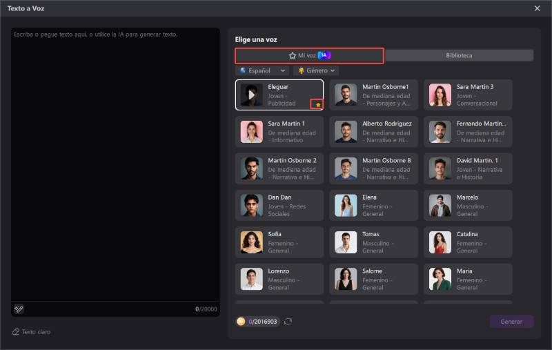 hitpaw edimakor texto a voz guia - selecciona voz de ia