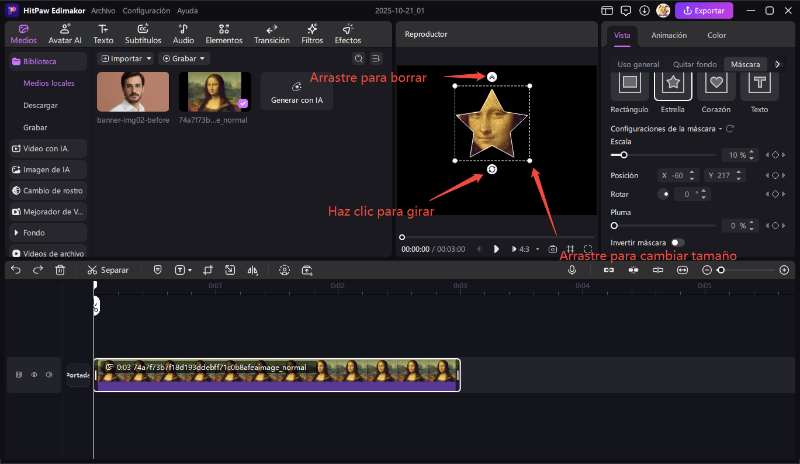 edimakor Máscara de video configuraciones