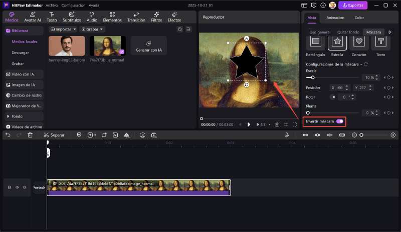edimakor herramienta de Máscara de video invertir