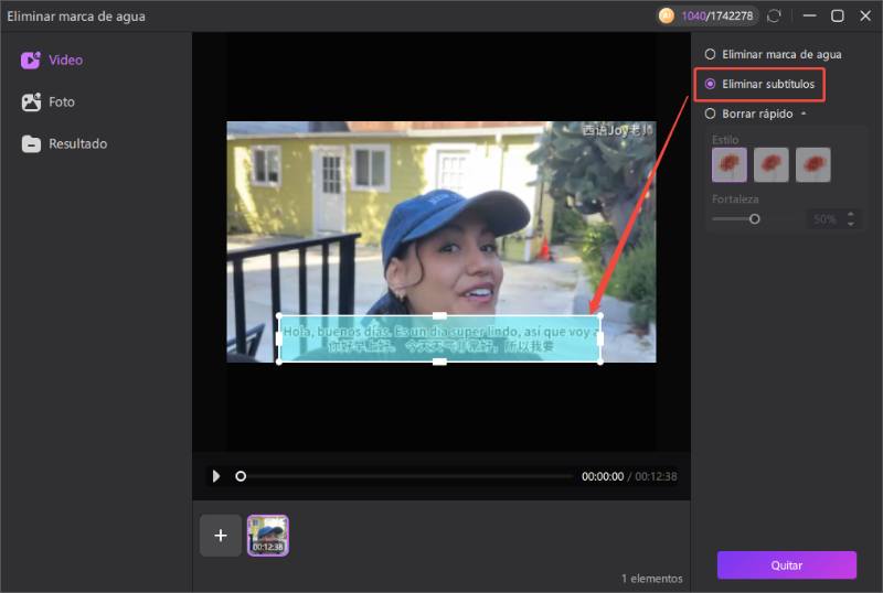 Remover Subtitulos de Video