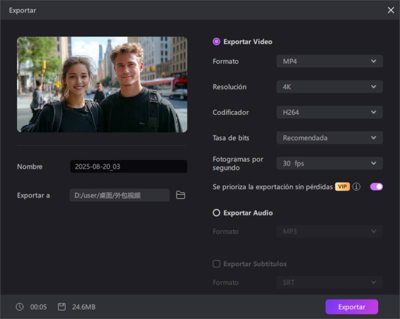 exportar face swap video