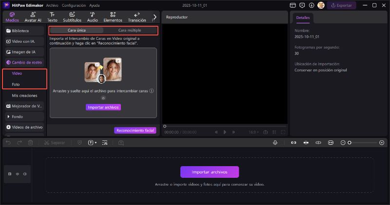 Empezar con el intercambio de rostros