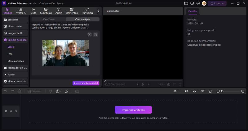 Selecciona el modo de rostros múltiples