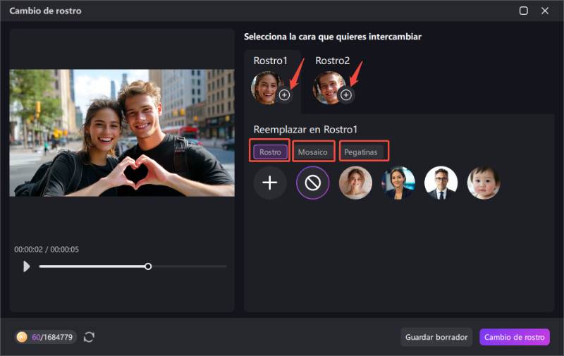 reemplazar el rostro