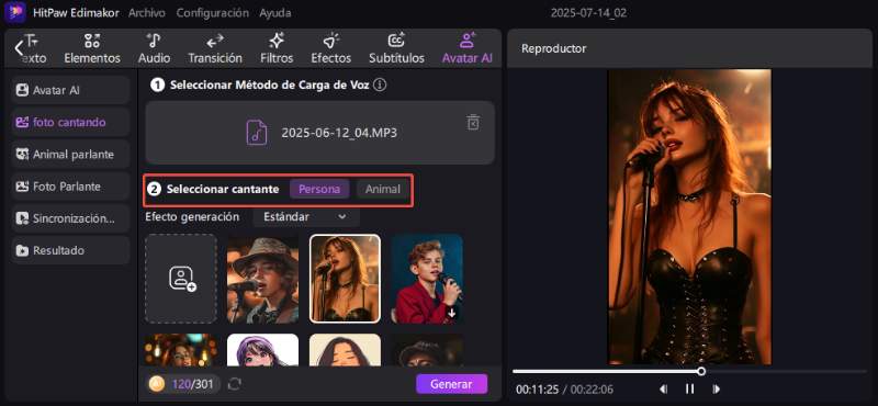 ai foto cantando humano avatar