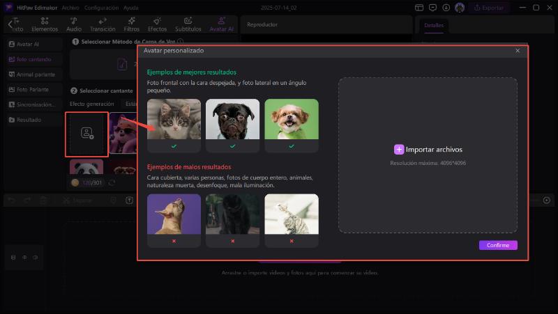 ai foto cantando personalizado avatar