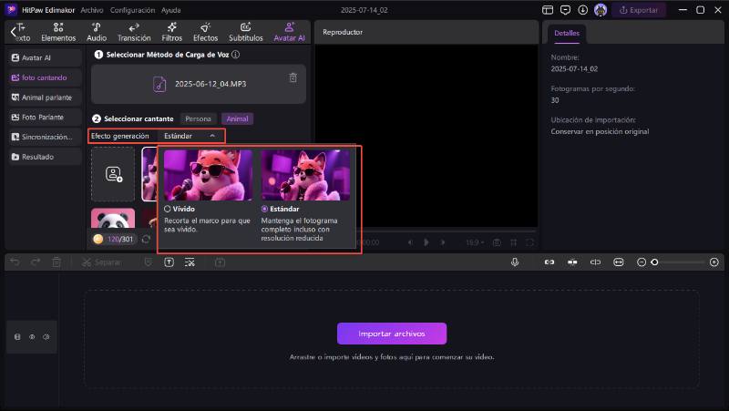 ai foto cantando animacion calidad