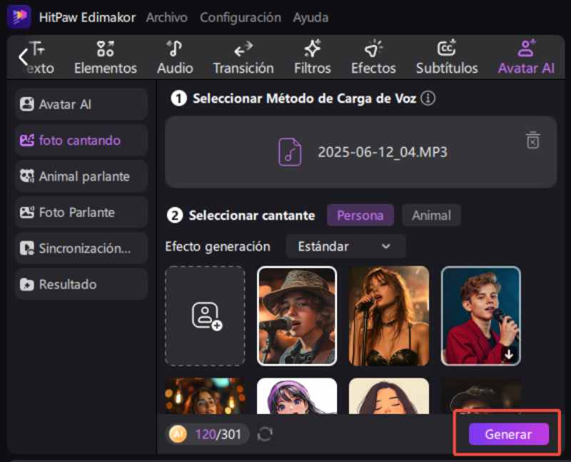 ai foto cantando previsualiza